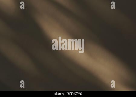 Minimalist background with soft diagonal shadows and light on a dark brown textured surface for branding. Stock Photo
