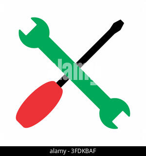 Crossed Wrench and Screwdriver Repair Service Tool, A universal symbol for repair, maintenance, service, and technical support. Stock Vector