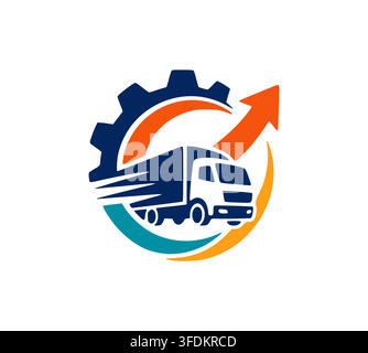 Fast Truck Delivery Logistics And Freight Transportation Service Logo Design Stock Vector