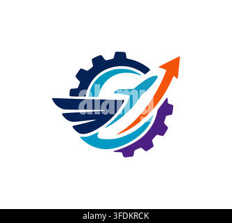 Air Freight Shipping Aviation Logistics Global Transport Service Logo Stock Vector