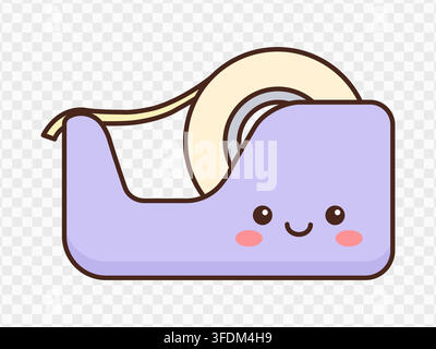 Cute purple tape dispenser vector illustration kawaii stationery office supply element Stock Vector