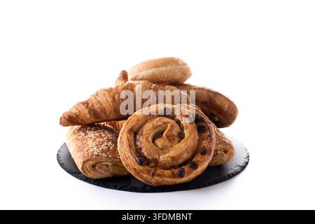 Assorted pastries and donuts isolated on white background Stock Photo