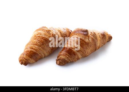 Fresh croissants isolated on white background Stock Photo