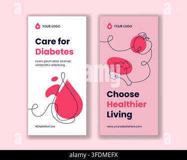 World Diabetes Day Vertical Banner Social Media Flat Cartoon Background Illustration Stock Vector