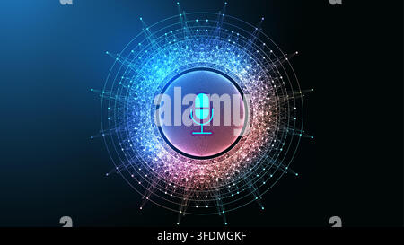 Voice assistant concept. Vector sound wave. Voice and sound recognition equalizer wave flow background. Personal assistant and voice recognition Stock Vector