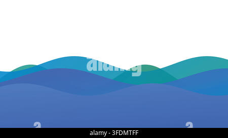 Abstract Blue Wave Background with Layered Flowing Curves Stock Vector