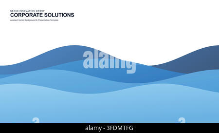 Abstract Blue Wave Background with Layered Flowing Curves Stock Vector