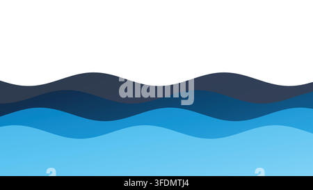 Abstract Blue Wave Background with Layered Flowing Curves Stock Vector