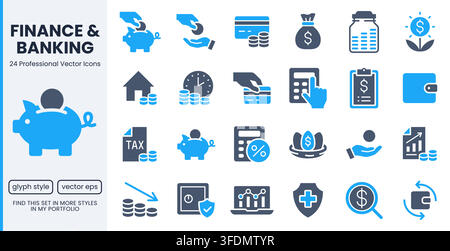 Retirement money glyph icon set. Pension fund, profit growth, piggy bank, finance budget, income minimal vector illustration. Simple flat signs for Stock Vector