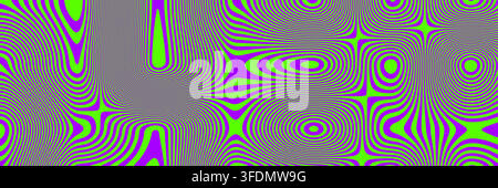 Green purple y2k and trippy psychedelic background with blue groovy texture. Pattern square grid and pink abstract swirl with checker retro seamless. Stock Vector