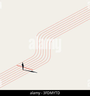 Corporate business competition race track challenge and market obstacle strategy vector concept for success. Stock Vector