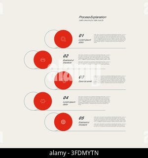 Corporate business project steps and workflow infographic template for pitch deck presentation. Stock Vector