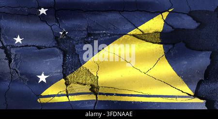 Tokelauan flag painted on cracked concrete surface concept symbolizing national crisis Stock Photo