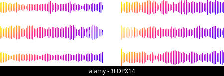 Podcast gradient icon with soundwave frequency lines and audio equalizer pattern. Stock Vector