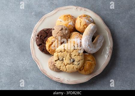 Assorted Traditional Turkish Sweet Cookies and Biscuits Served on a Vintage Plate Stock Photo