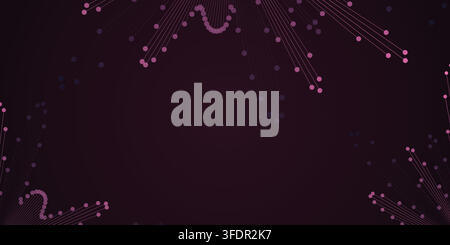 Abstract digital background with connecting dots and lines, representing network, technology, data science, and communication concepts on a dark purpl Stock Vector