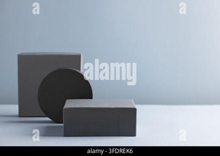 Minimalist Geometric Shapes on Soft Blue Background for Modern Design Stock Photo