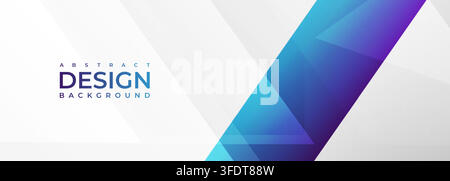 White modern abstract wide banner with blue and purple line and geometric shapes. White and blue abstract background. Vector illustration Stock Vector