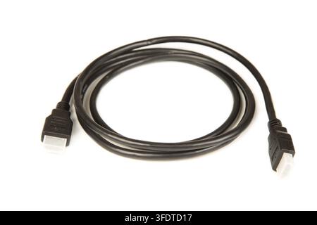 Black cable with USB connections Stock Photo