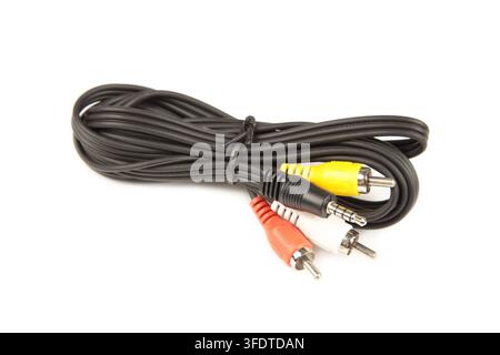 Video Audio connector (3RCA AV cable) on white background Stock Photo