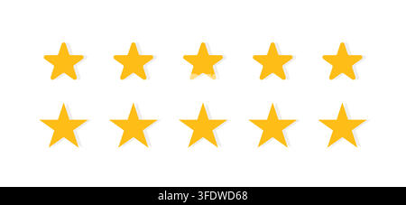 Yellow five star rating icon set for feedback and review Stock Vector