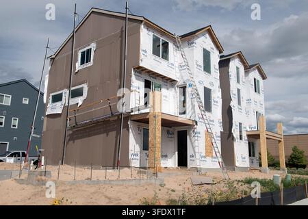 New town home construction in  a townhome complex, Northeast Colorado Springs, Colorado Stock Photo