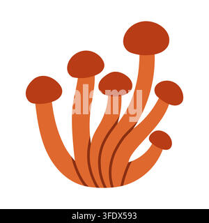 Cluster of brown honey mushrooms vector illustration isolated on white. Great for autumn forest designs, food recipe cards, harvest graphics, and Stock Vector