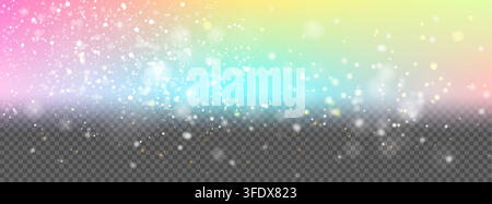 Y2k holographic border with neon glitter on transparent background Stock Vector