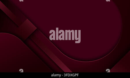 Abstract burgundy paper cut background with dark red geometric layers luxury maroon backdrop for corporate presentation and modern digital banner desi Stock Vector