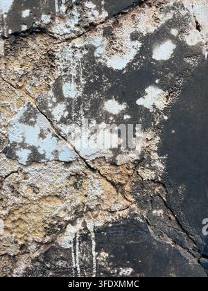 Background texture of wall with old worn stucco or cement with cracks Stock Photo