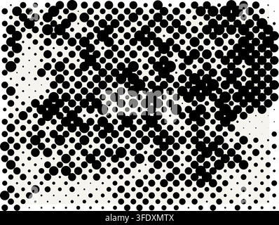 Black and White Halftone Dot Pattern Vector Illustration Abstract Background Featuring Monochrome Dots in Various Sizes Creating a Geometric Texture Stock Vector