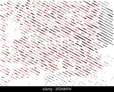 Vector Illustration of an Abstract Halftone Pattern Background with Diagonal Dashed Lines in Red and Black Colours on a White Backdrop Stock Vector