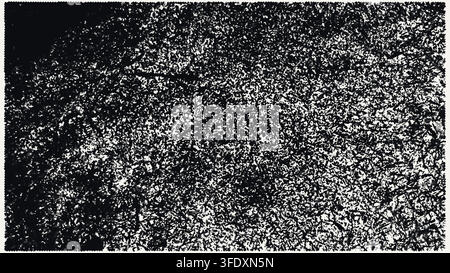 Black and White Grunge Texture Vector Illustration Background Featuring Distressed Surface Pattern with Grainy Details and Rough Urban Aesthetic Stock Vector