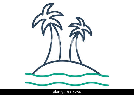 Island icon. line icon style. icon related to summer. holiday elements vector illustration Stock Vector