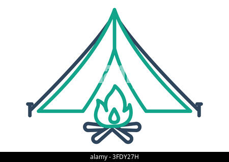 Camping icon. line icon style. icon related to recreation. holiday elements vector illustration Stock Vector
