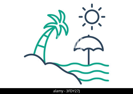 Beach icon. line icon style. icon related to summer. holiday elements vector illustration Stock Vector