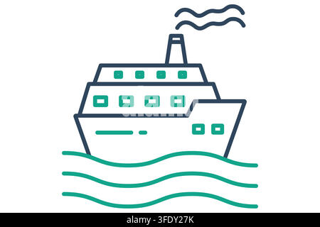 Cruise icon. line icon style. icon related to sailing tours. holiday elements vector illustration Stock Vector