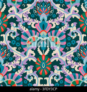 Rich Beautiful Bohemian Floral Motif Stock Vector