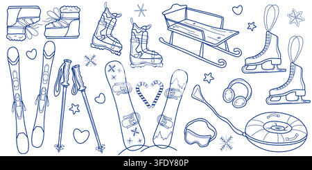 Winter sports equipment collection Stock Vector