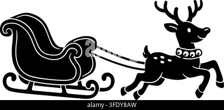 Christmas Santa Claus Reindeer Deer Sleigh Drawing Stock Vector