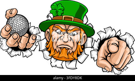 Leprechaun Celtic Irish Golf Ball Sports Mascot Stock Vector