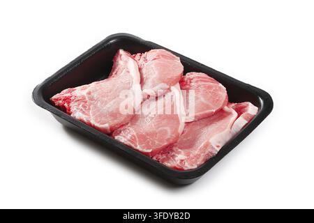 Raw pork chop slices. Raw meat. Stock Photo