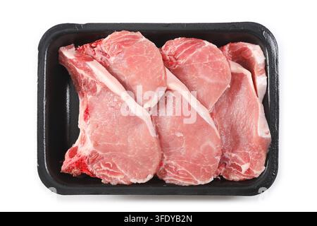 Raw pork chop slices. Raw meat. Stock Photo