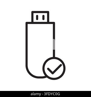 Usb flash drive with checkmark memory stick icon vector graphic. eps 10. Stock Vector