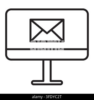 Desktop computer monitor with mail envelope icon vector graphic. eps 10. Stock Vector