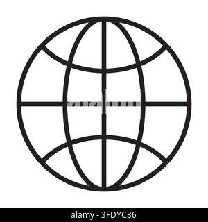 Globe grid earth world map minimal line icon vector graphic. eps 10. Stock Vector