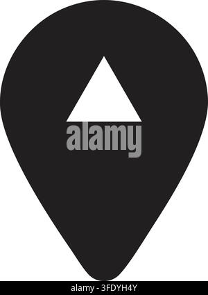 Location Pin Icon with Triangle Symbol for Navigation and Design Stock Vector