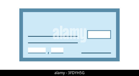 Blank Blue Bank Check Vector Illustration for Business and Finance on white background isolated Stock Vector