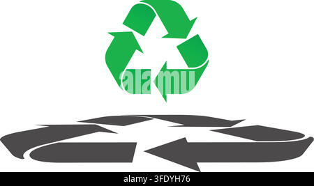 Green Recycling Symbol with Circular Arrows for Sustainability Stock Vector