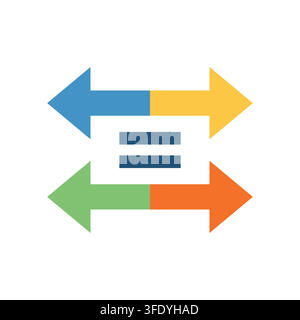 Colorful Vector Icon of Directional Arrows and Equal Sign Representing Equality and Choice on white background isolated Stock Vector